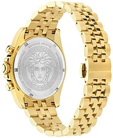Versace Men's Swiss Chronograph Greca Chrono Wave Gold Ion Plated Bracelet Watch 43mm