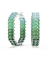 Swarovski Matrix Rhodium Plated Baguette Cut Hoop Earrings