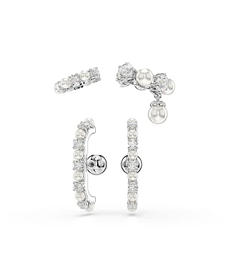 Swarovski Matrix White Rhodium Plated Round Cut Ear Cuff Sets