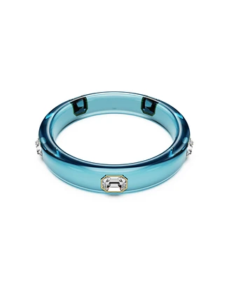 Swarovski Dulcis Octagon Cut Blue Gold-Tone Plated Bangle Bracelet