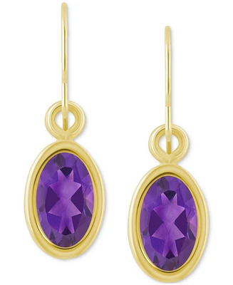Macy's Oval Gemstone Drop Earrings 10k Yellow Gold or White