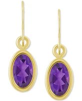 Macy's Oval Gemstone Drop Earrings 10k Yellow Gold or White
