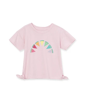 Lands' End Girls Short Sleeve Side Tie Graphic Tee