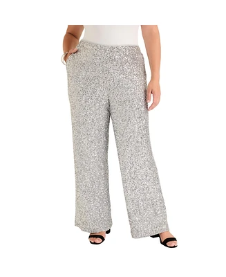 June + Vie Plus Curvie Fit Sequin Wide-Leg Pants