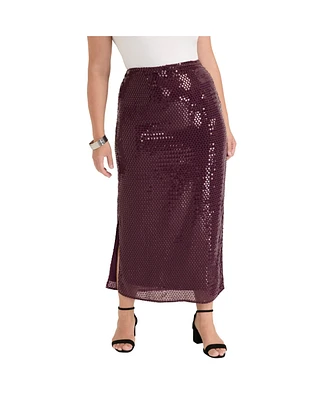 June + Vie Plus Sequined Midi Skirt