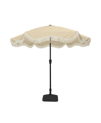 9 ft. Unique Design Crank Outdoor Market Umbrella Earth Color with Full Fiberglass Rib and Base