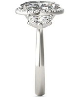 Charles & Colvard Moissanite Oval Halo Three Stone Ring (3-3/4 ct. t.w.) in 14K White Gold