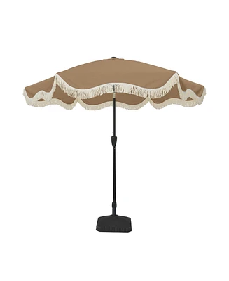 9 ft. Unique Design Crank Outdoor Market Umbrella Earth Color with Full Fiberglass Rib and Base