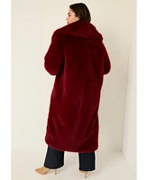 June + Vie Women's Plus Shaggy Faux Fur Coat