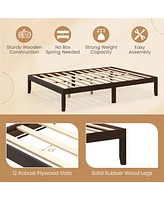 Sturdy Wood Bed Frame with Rubber Legs and Slat Support