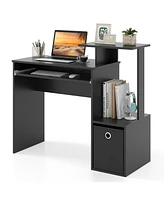 Space-Saving Computer Desk with Pull-Out Keyboard Tray for Efficient and Organized Workspace