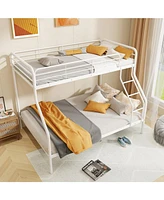 Sturdy Over Bunk Bed with Ladder and Full-Length Safety Rails