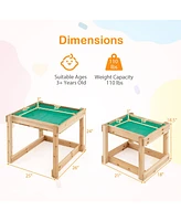 Wooden Sand and Water Tables with Protective Cover for Kids-Natural