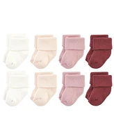 Hudson Baby Cotton Rich Baby Terry Socks 16-Pack, Solid Blush Pink, 6-12 Months