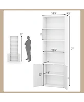 71 Inch Freestanding Bookshelf with 6 Shelves and 2-Door Cabinet