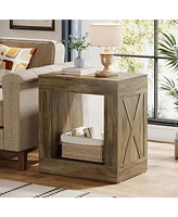 Tribesigns End Table with Storage, Wood Side Table for Living Room Bedroom