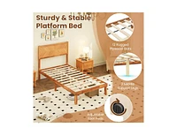 Bed Frame with Built-In Headboard and Storage Compartments