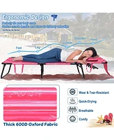 Beach Chaise Lounge Chair with Face Hole Pillows & 5-Position Adjustable Backrest