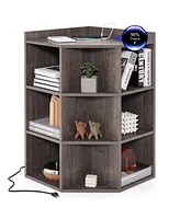 3-Tier Corner Cabinet with Charging Station for Bedroom