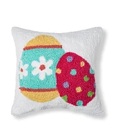 12" x 12" Easter Spring Themed Eggs Small/Petite Hooked Accent Throw Pillow