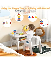 Kids Activity Table and Chair Set with Montessori Toys for Preschool Kindergarten Learning Fun