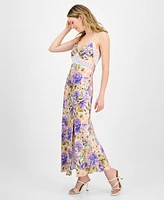Astr the Label Women's Ivanna Floral Lace-Trim Sweetheart Maxi Dress