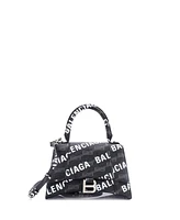 Pre-Owned Balenciaga Small Hourglass Top Handle Bag Monogram Coated Canvas