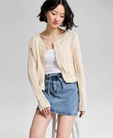 Now This Pointelle Cardigan Denim Mini Skirt