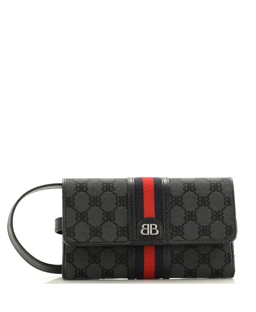 Pre-Owned Balenciaga x Gucci The Hacker Wallet on Strap Bb Coated Canvas