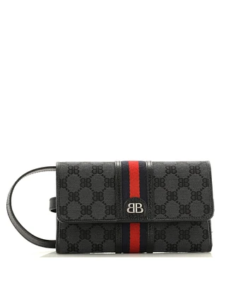 Pre-Owned Balenciaga x Gucci The Hacker Wallet on Strap Bb Coated Canvas