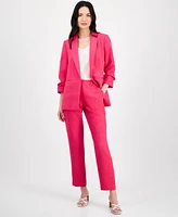T Tahari Women's Ruched-Sleeve Open-Front Blazer