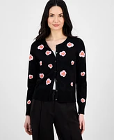 T Tahari Women's Floral-Embroidered Button-Front Cardigan