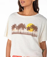 Roxy Juniors' Cotton Palm Stripe Crewneck Tee