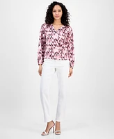 Boss Orange Women's Printed Long-Sleeve V-Neck Blouse