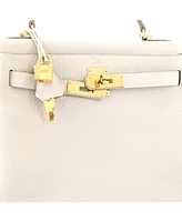 Pre-Owned HERMES Kelly 28 Handbag Light Clemence with Gold Hardware