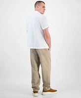 Guess Mens Striped Button Down Shirt Logo Graphic T Shirt Tapered Fit Canvas Pants