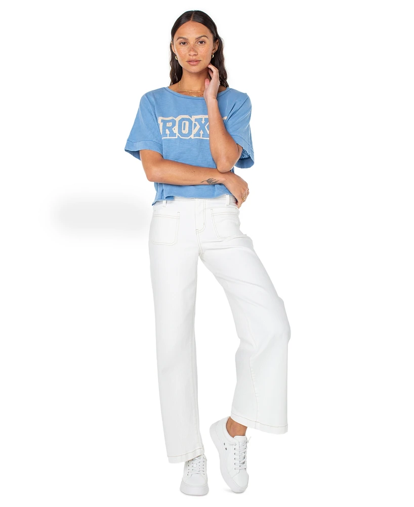 Roxy Juniors' Cotton Graphic Logo Crewneck Tee