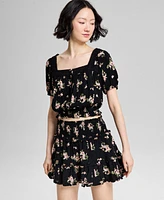 And Now This Women's Floral Print Button-Front Blouse, Exclusively at Macy's