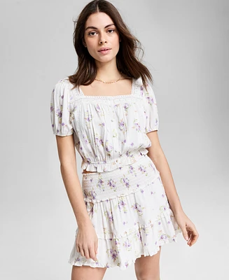 And Now This Women's Floral Print Button-Front Blouse, Exclusively at Macy's
