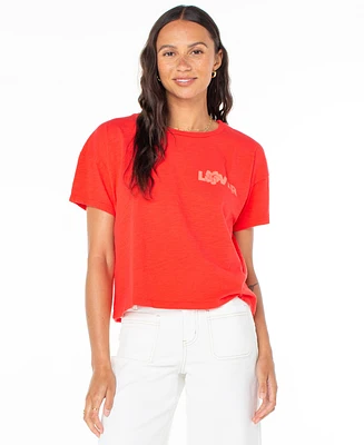 Roxy Juniors' Cotton Hibiscus Lover Crewneck Tee