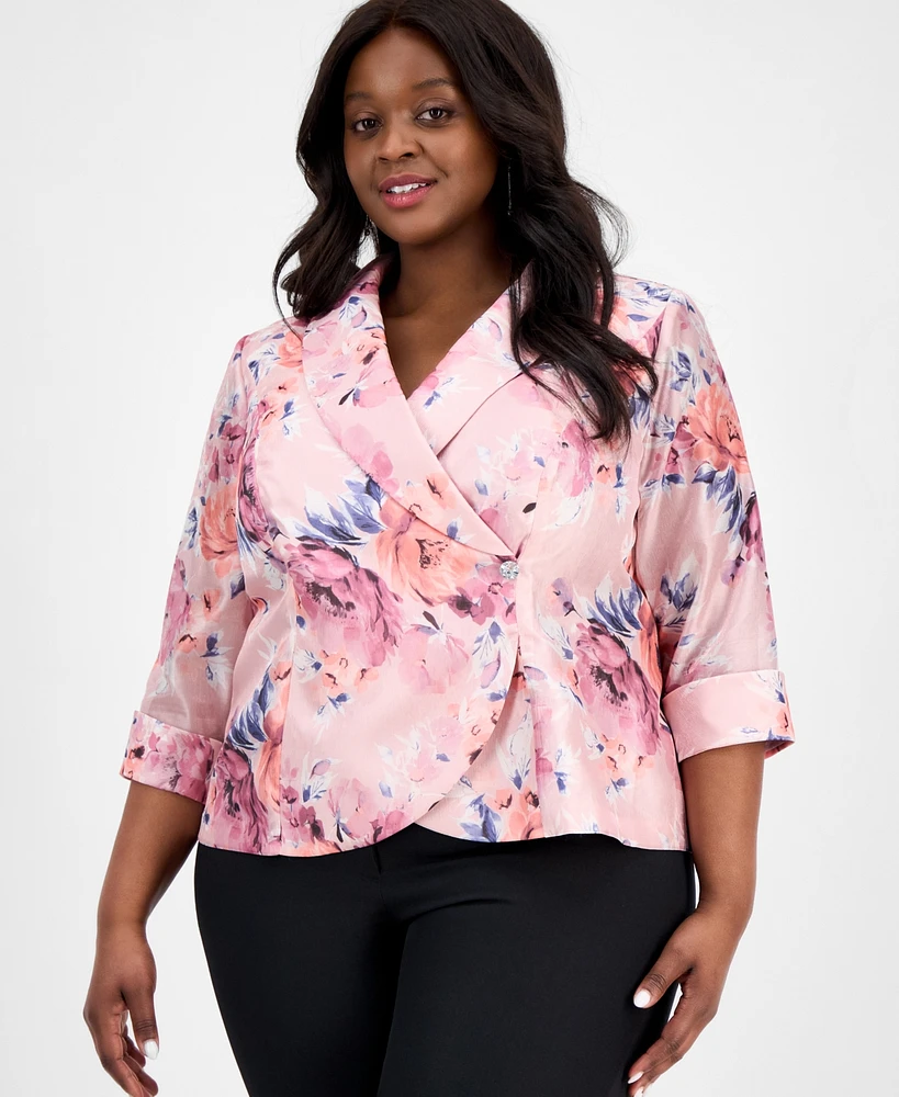 Alex Evenings Plus Printed 3/4-Sleeve Top