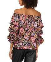 Vince Camuto Women's Floral-Printed Off-The-Shoulder Bubble-Sleeve Top