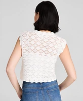 And Now This Women's Crewneck Scalloped Sweater Vest