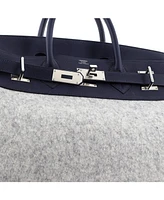 Pre-Owned HERMES Hac 40 Handbag Todoo Wool and Blue Togo with Palladium Hardware