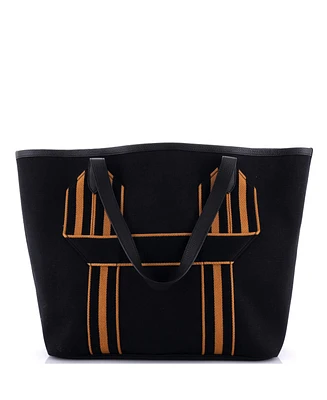 Pre-Owned HERMES Pursangle Tote Canvas with Leather