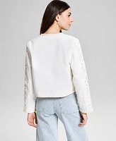 And Now This Women's Open Ladder-Trim Tie-Neck Jacket