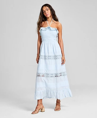 And Now This Women's Cotton Lace-Detail Fit & Flare Maxi Dress, Exclusively at Macy's