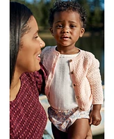 Carter's Baby Girls 3-Pc. Cotton Cardigan, Bodysuit & Floral-Print Shorts Set
