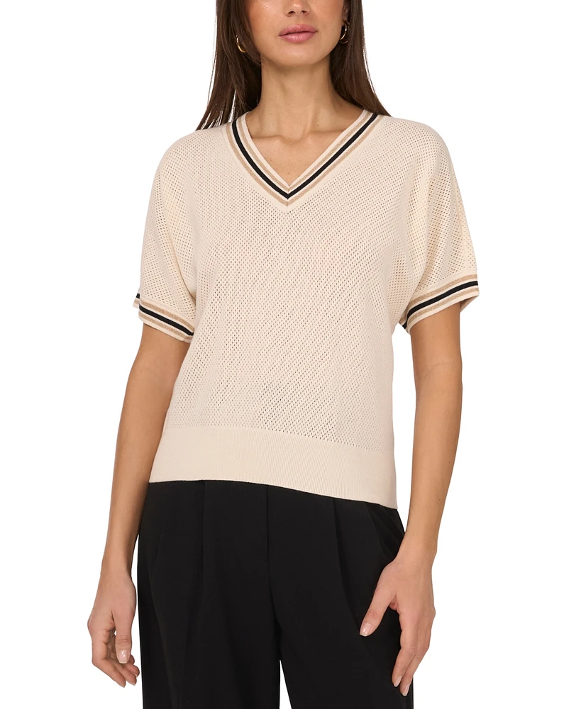 Vince Camuto Women's V-Neck Short Sleeve Sweater