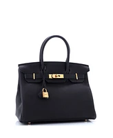 Pre-Owned HERMES Birkin 30 Handbag Black Togo with Rose Gold Hardware